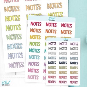Pegatinas para agenda/notas, letra de imprenta, 3 tamaños (pequeño, mediano y grande), removibles.