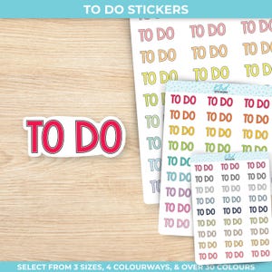 To Do Planner Sticker, Blockschrift, drei Größen, einschließlich winzig, wieder ablösbar