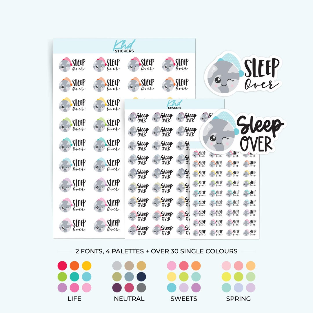 Sleep Out Sticker Sleep Over Planner Stickers, 3 Sizes, Removable - Etsy