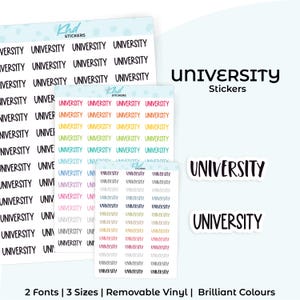University Planner Stickers, Select from 2 fonts & 3 sizes, Script Planner Stickers, removable