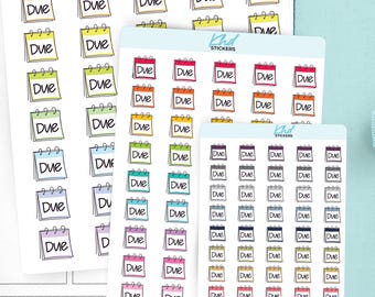 Due Planner Stickers, 3 Sizes with Tiny, Small, and Large, Removable