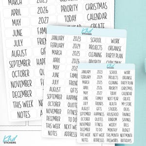 Planner Divider Labels, 3 Sizes with Tiny, Small, and Large, Removable