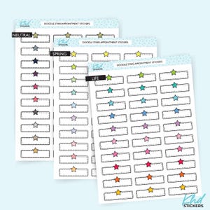 Doodle Stars Appointment Stickers, Planner Stickers, Removable Vinyl