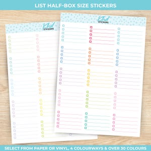 Checkbox Liste halbe Aufkleber, Planer Aufkleber