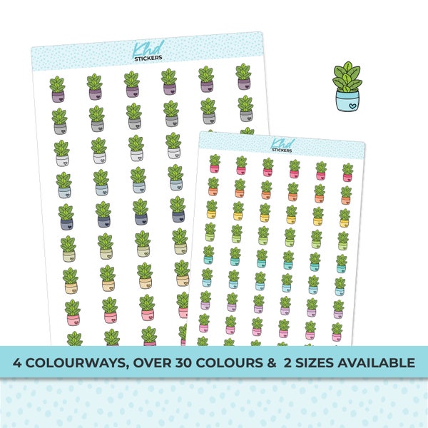 Pot Plant Stickers, Planner StickersTwo Sizes and over 30 colour selections, Removable