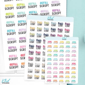 Refill Script Planner Stickers, 3 Sizes with Tiny, Small, and Large, Removable