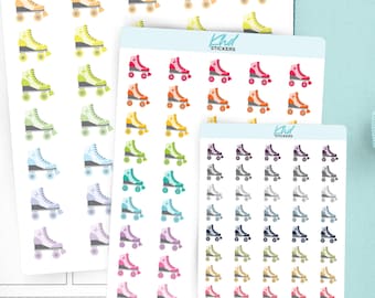 Roller Skates Planner Stickers, 3 Sizes with Tiny, Small, and Large, Removable