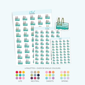 Zwembadplannerstickers, 3 maten: klein, klein en groot, verwijderbaar
