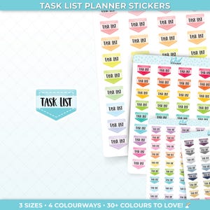 Task List Planner Stickers, Three Sizes including tiny, Removable