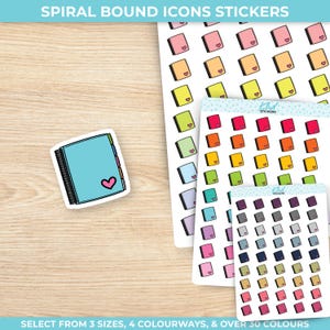 Spiralbindung Icons Planer Aufkleber, drei Größen, einschließlich winziger, abnehmbarer