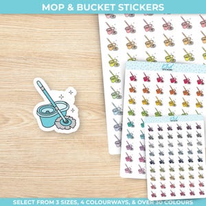 Planner Sticker, Mop & Bucket, wiederablösbar, drei Größen, einschließlich winziger Sticker