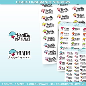 Health Insurance Planner Stickers, Three Sizes including tiny, Removable