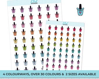 Manicure Pedicure Nail Polish Icon Stickers, Planner Stickers, Removable