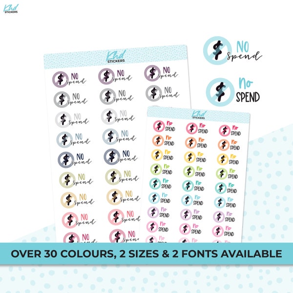 No Spend Stickers, Planner Stickers, Removable