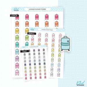 Planificateur autocollants icônes de bagages, trois tailles, y compris une petite, amovible