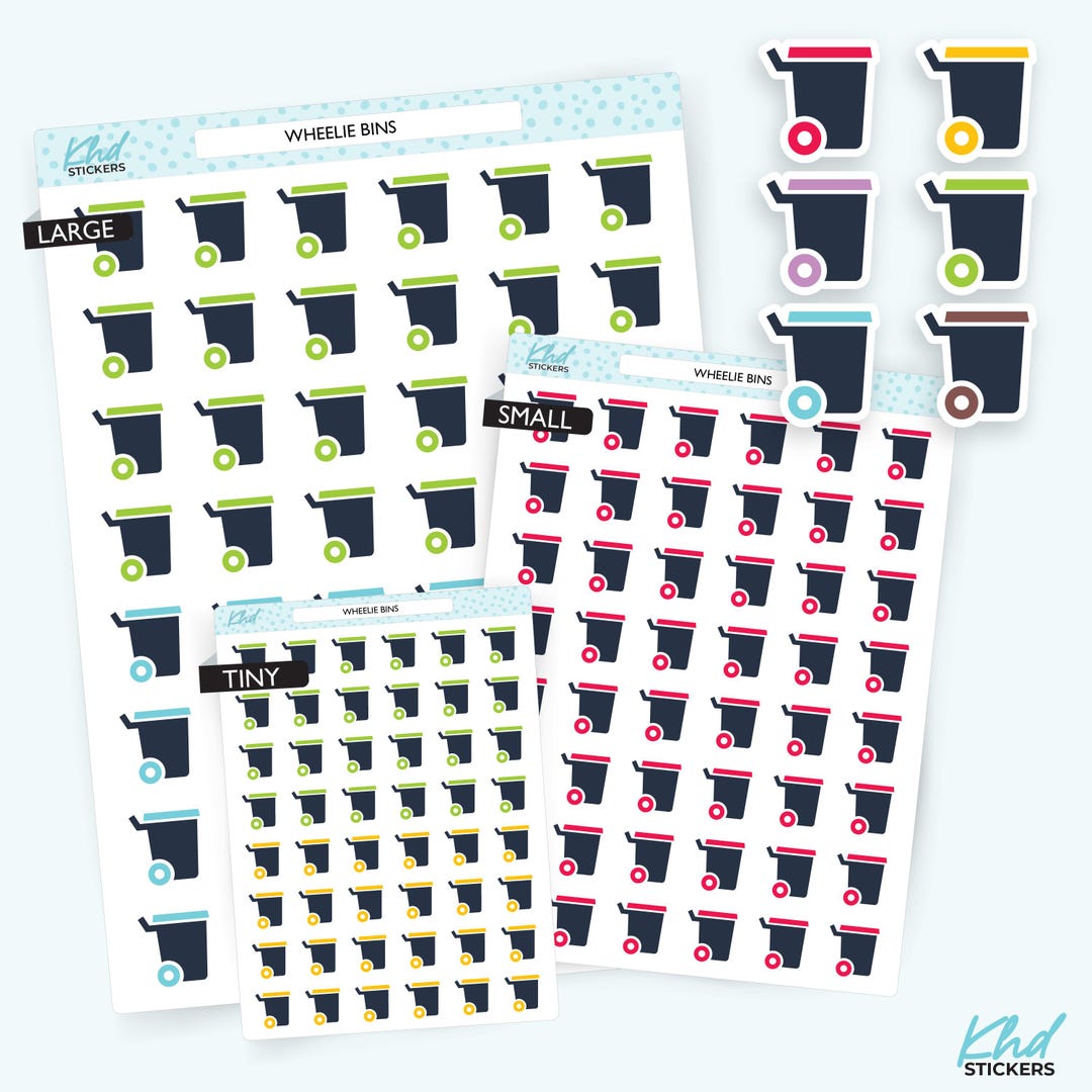 Wheelie Bin Stickers, Planner Stickers, Removable - Etsy