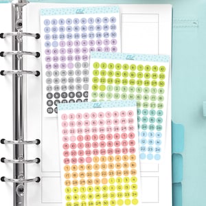 A Year of Date Dots Stickers, Planner Stickers, Removable