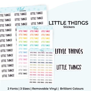 Little Things Planner Stickers, Select from 2 fonts & 3 sizes, Script Planner Stickers, removable