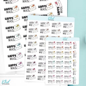 Happy Mail Planner Stickers, 3 Sizes with Tiny, Small, and Large, Removable