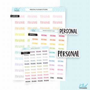 Personal Planner Sticker, Auswahl aus 2 Schriftarten & 3 Größen, Script Sticker, wieder ablösbar
