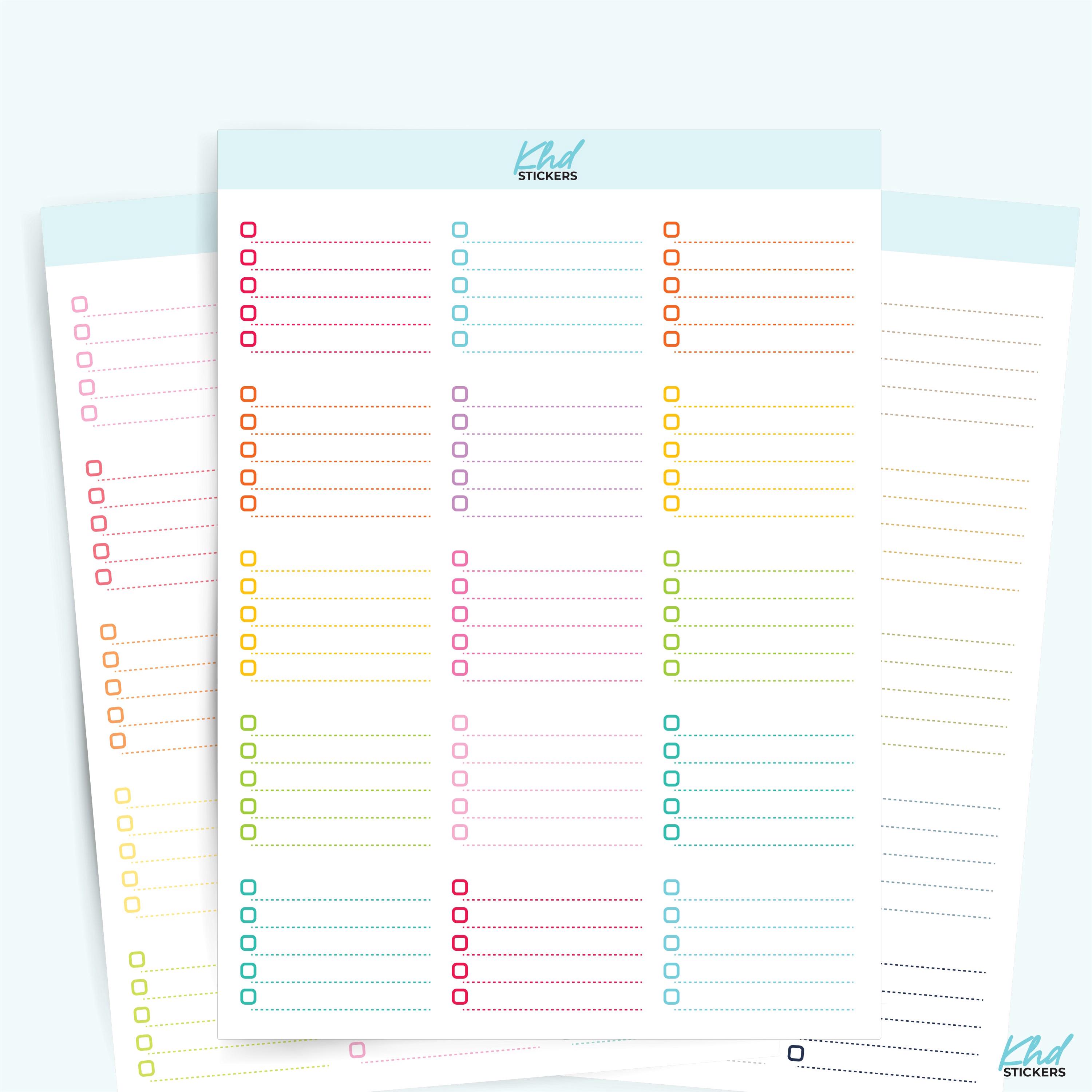 Sticker Chart Checkboxes Checkbox List Half-box Size Stickers, Planner Stickers - Etsy
