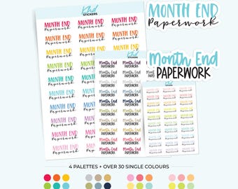 Month End Paperwork Planner Stickers, 3 Sizes with Tiny, Small, and Large, Removable