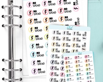 No Spend Planner Stickers, 3 Sizes with Tiny, Small, and Large, Removable