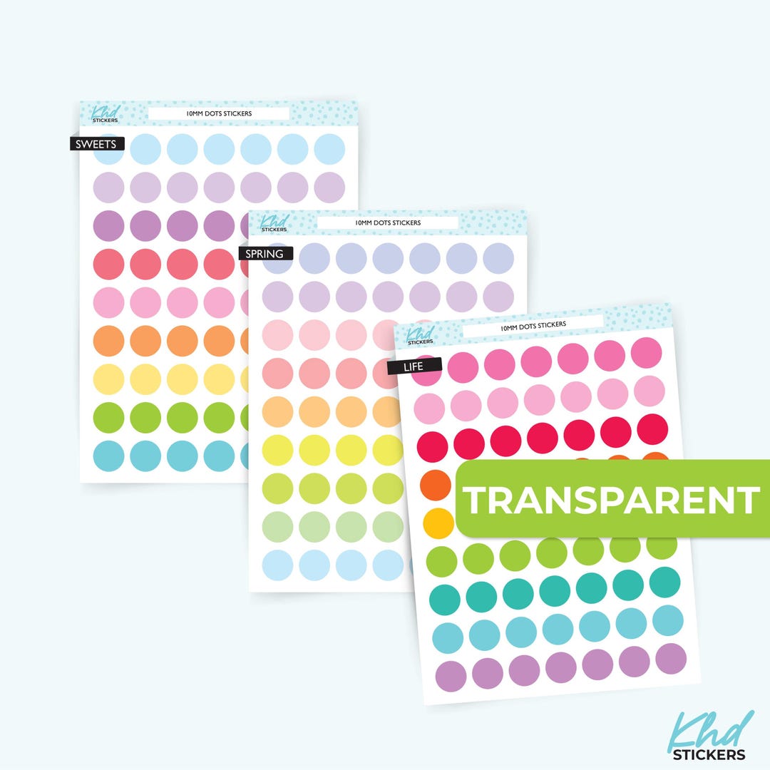 Clear Dot Planner Stickers: Transparent Vinyl, 10mm Circle - Etsy