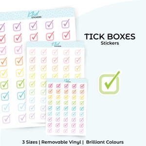 Tick Boxes Planner Stickers, 3 Sizes, Removable