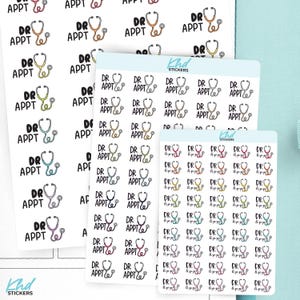 Doctor Appt Planner Stickers, 3 Sizes with Tiny, Small, and Large, Removable