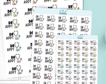 Doctor Appt Planner Stickers, 3 Sizes with Tiny, Small, and Large, Removable