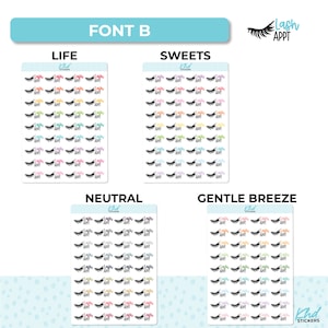 Lash Appointment Planner Stickers, Script Stickers, Two sizes and font options, Over 30 colours, Removable image 7