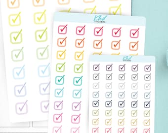 Tick Boxes Planner Stickers, 3 Sizes with Tiny, Small, and Large, Removable