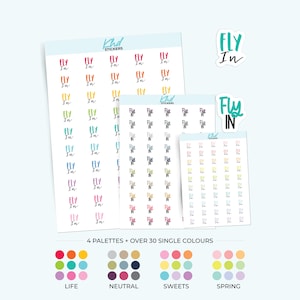 Pegatinas Fly In Planner, 3 tamaños: pequeño, mediano y grande, removibles.