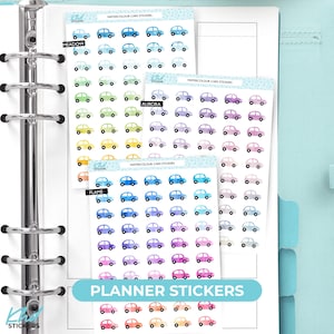 Watercolor Car Icons Planner Stickers: Removable Matte Vinyl