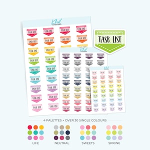 Task List Planner Stickers, 3 Sizes with Tiny, Small, and Large, Removable