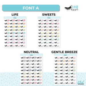 Lash Appointment Planner Stickers, Script Stickers, Two sizes and font options, Over 30 colours, Removable image 6