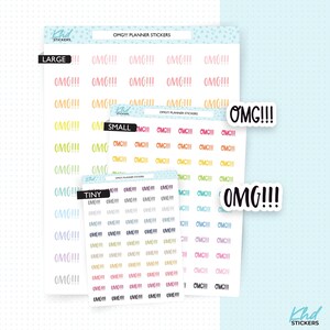 Stickers OMG Planner Stickers, 2 polices de caractères et 3 tailles au choix, Script Planner Stickers, amovibles