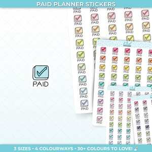 Paid Planner Stickers, Three Sizes including tiny, Removable