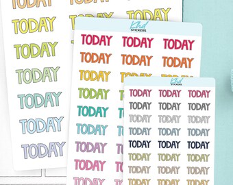 Today Planner Stickers, Block Script, 3 Sizes with Tiny, Small, and Large, Removable