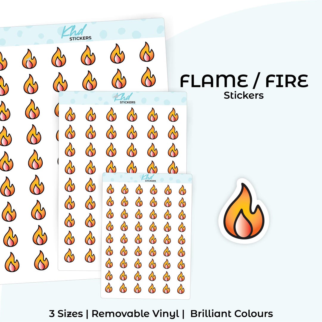 Fire Sticker Pattern Flame & Fire Stickers , Planner Stickers - Etsy