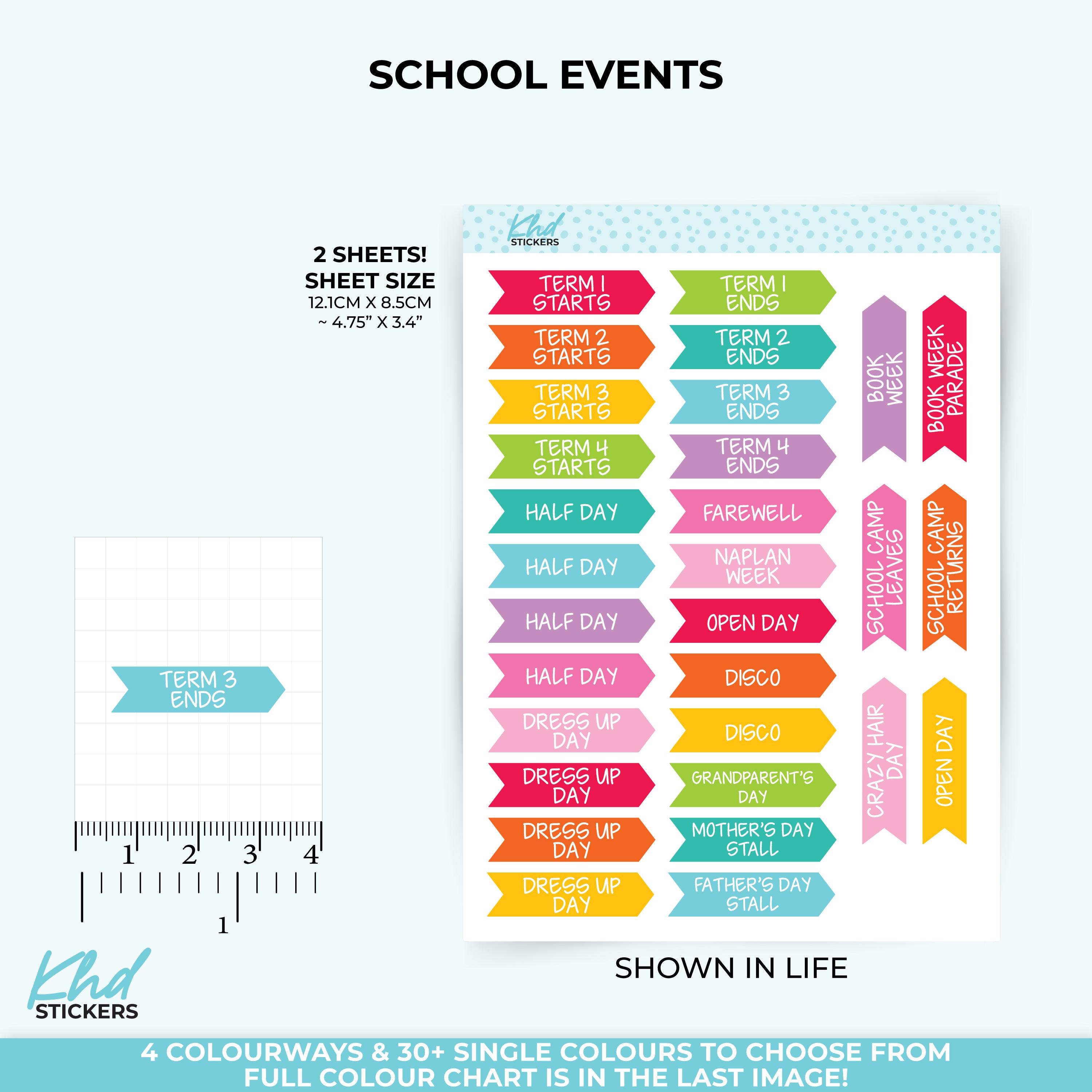 School Event Stickers, Planner Stickers, Removable - Etsy