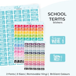 School Term Planner Stickers: Removable Matte Vinyl