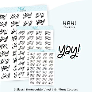 Yay! Planner Stickers, Block Script, 3 Sizes, Removable
