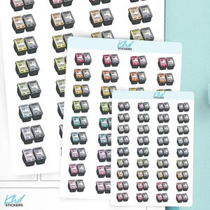 Printer Cartridge Planner Stickers, 3 Sizes with Tiny, Small, and Large, Removable