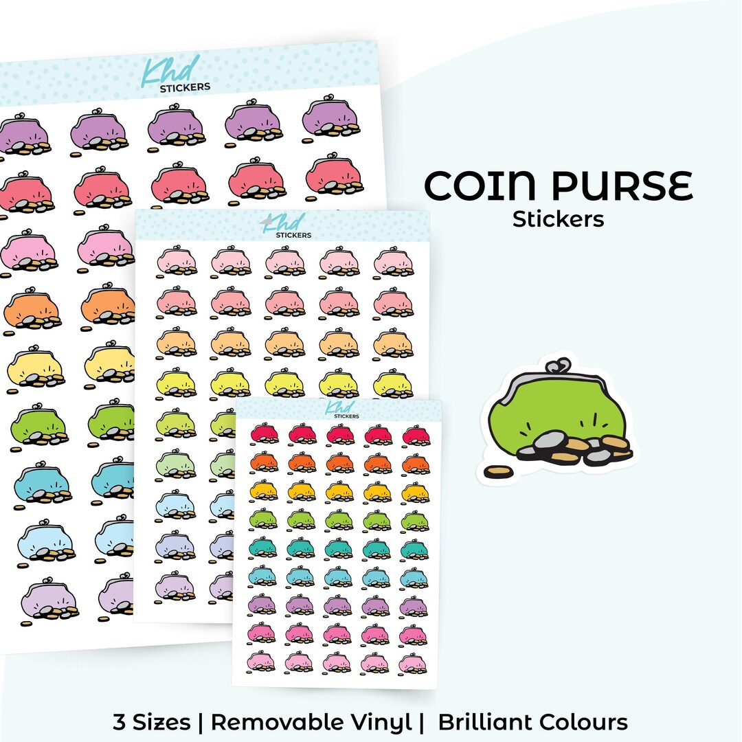 Coin Purse Planner Stickers, Three Sizes, Removable - Etsy