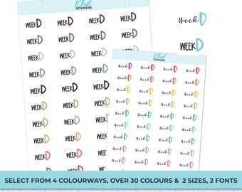 Week D Stickers, Planner Stickers, Scripts, Two Sizes, Two fonts choices, removable