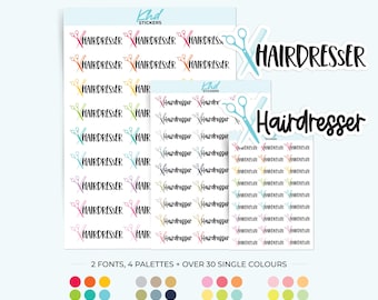 Hairdresser Planner Stickers, 3 Sizes with Tiny, Small, and Large, Removable