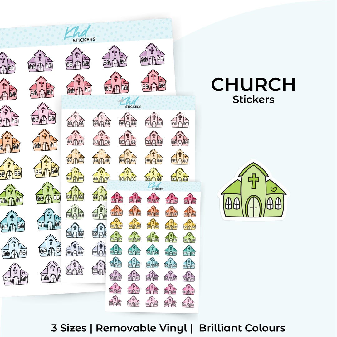 Church Icons Planner Stickers, 3 Sizes, Removable - Etsy Australia