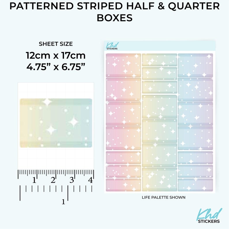 Pastel Patterned Half Boxes and Quarter Box Functional Stickers ...